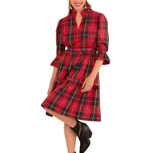 Gretchen Scott Teardrop Plaidly Copper Red Plaid Pockets